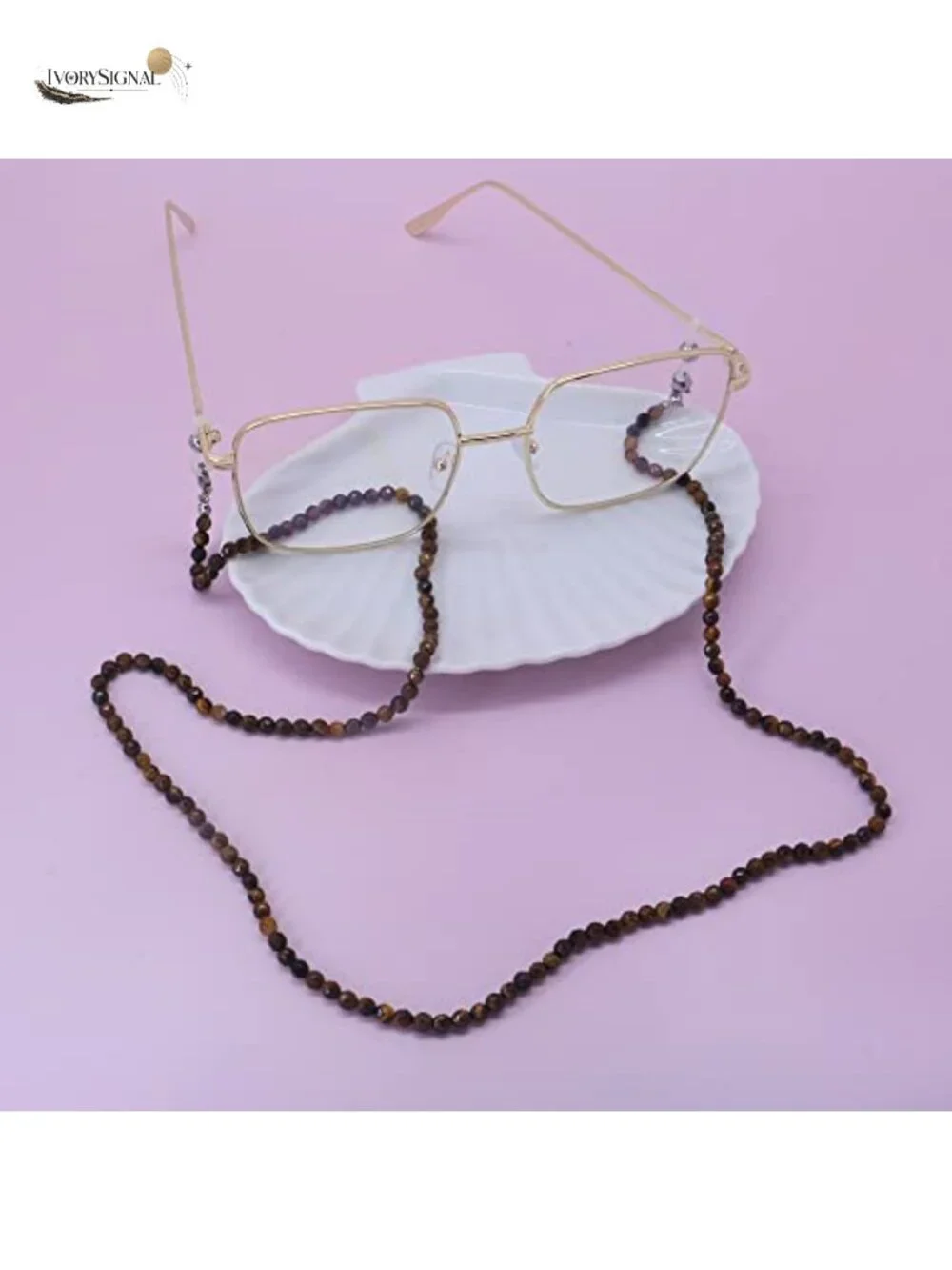 Natural Stone Beaded Eyeglass Chain Lanyard for Women Adjustable Glasses Holder